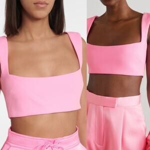 Alex Perry Rae Stretch Crepe Crop Tank Top Pink US Size 4